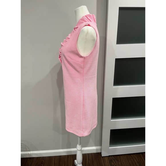 Lilly Pulitzer Tisbury Shift Dress Pink White Striped Ruffle Neck Sleeveless S - Picture 2 of 9
